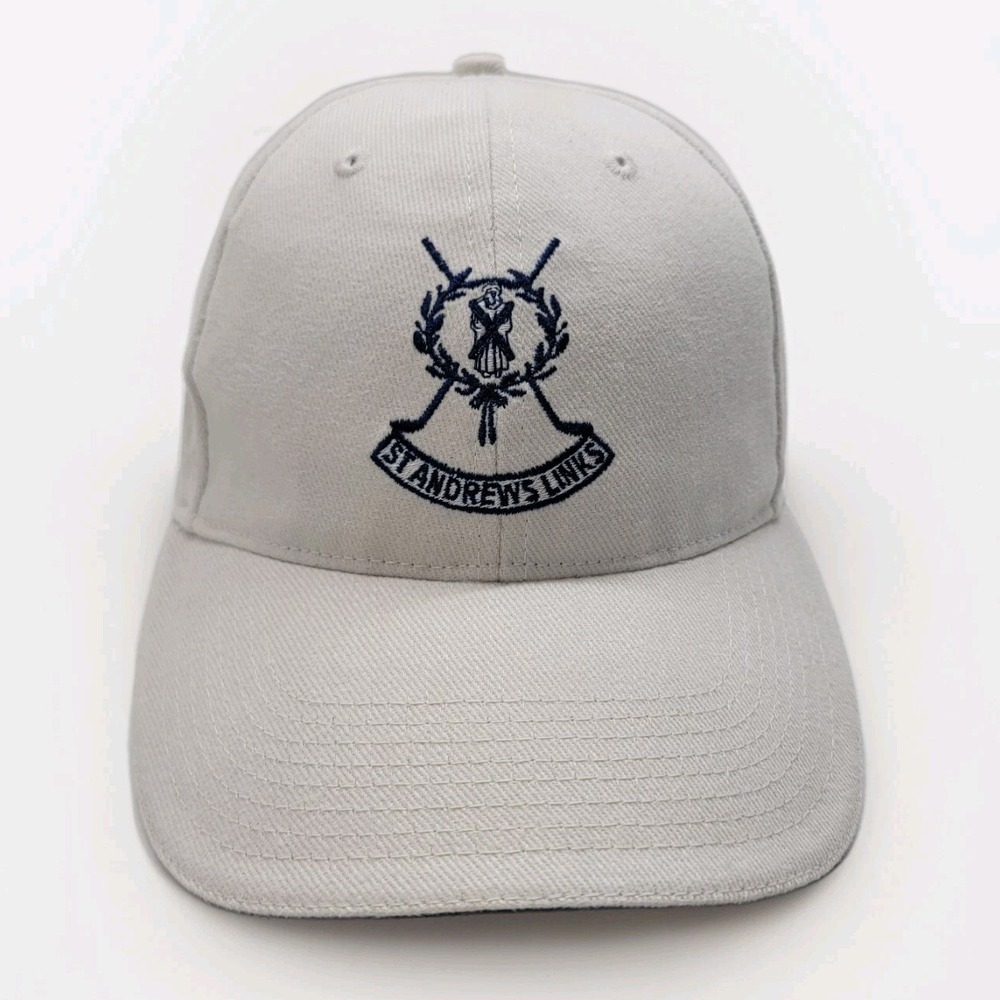 St Andrew's Links Golf Hat Light Beige Adjustable Strapback Cap Scotland Flag